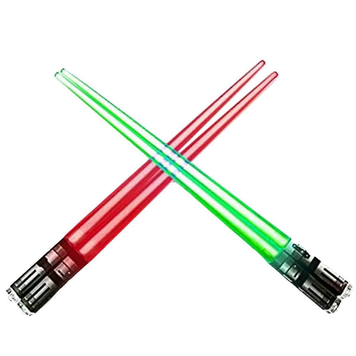 Light Up LightSaber syömäpuikot setti, 2 paria, punainen vihreä