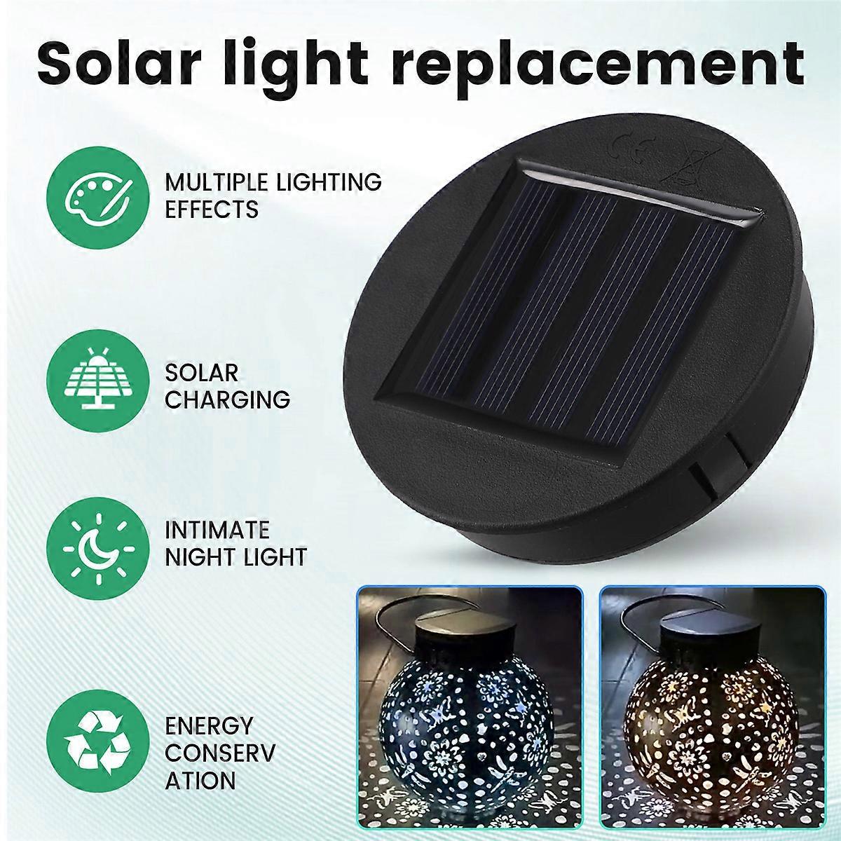 2 Pack Solar Lights Replacement Top Solar Panel Lantern Lid Lights