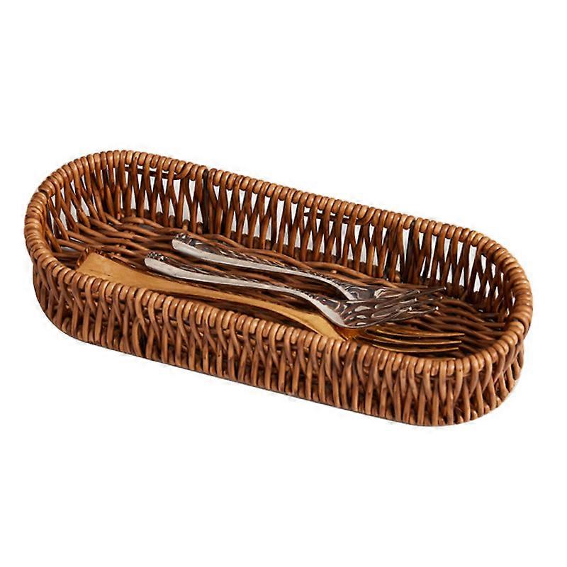 Imitation Rattan Bread Basket, Plastic Woven Tray, Kitchen Organizer