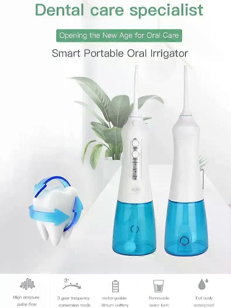 Cordless Water Dental Flosser for Teeth - 350ML Portable and Rechargeable Oral Irrigator with 4 Modes 2 Replaceable Tips - IPX7