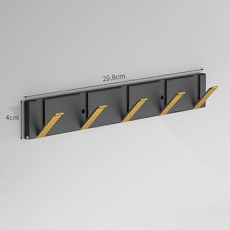 Space Saving Foldable Hook Rack 29.8x4cm Black Gold Aluminum