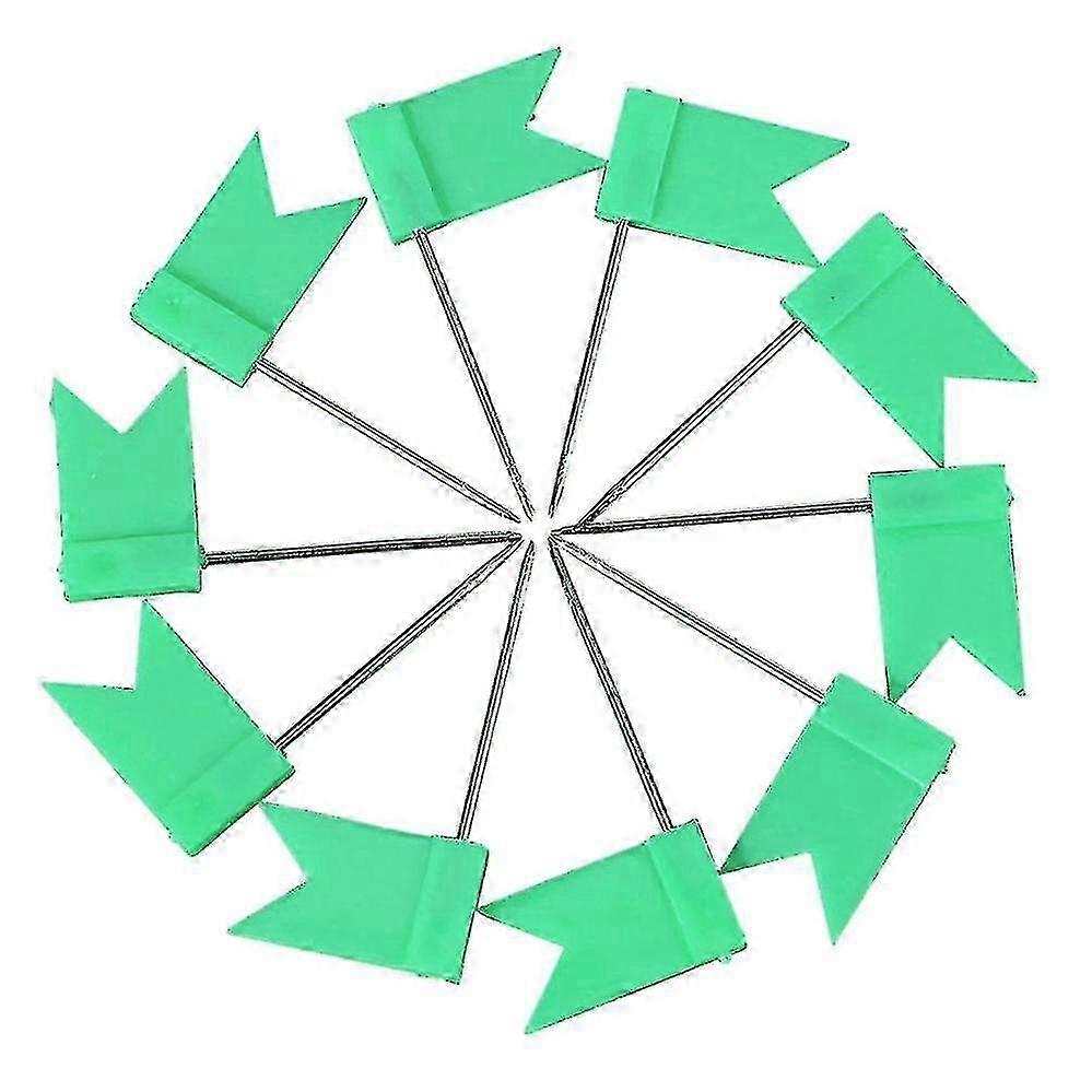 Green Push-Pin Cork Notice Board with 100 Flag Shape Map Pins
