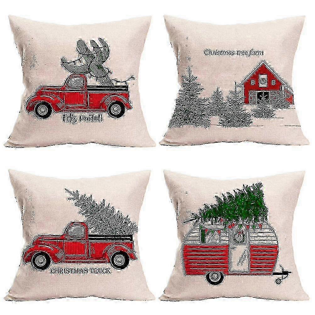 4PCS Christmas Decorative Pillow Covers for Home
