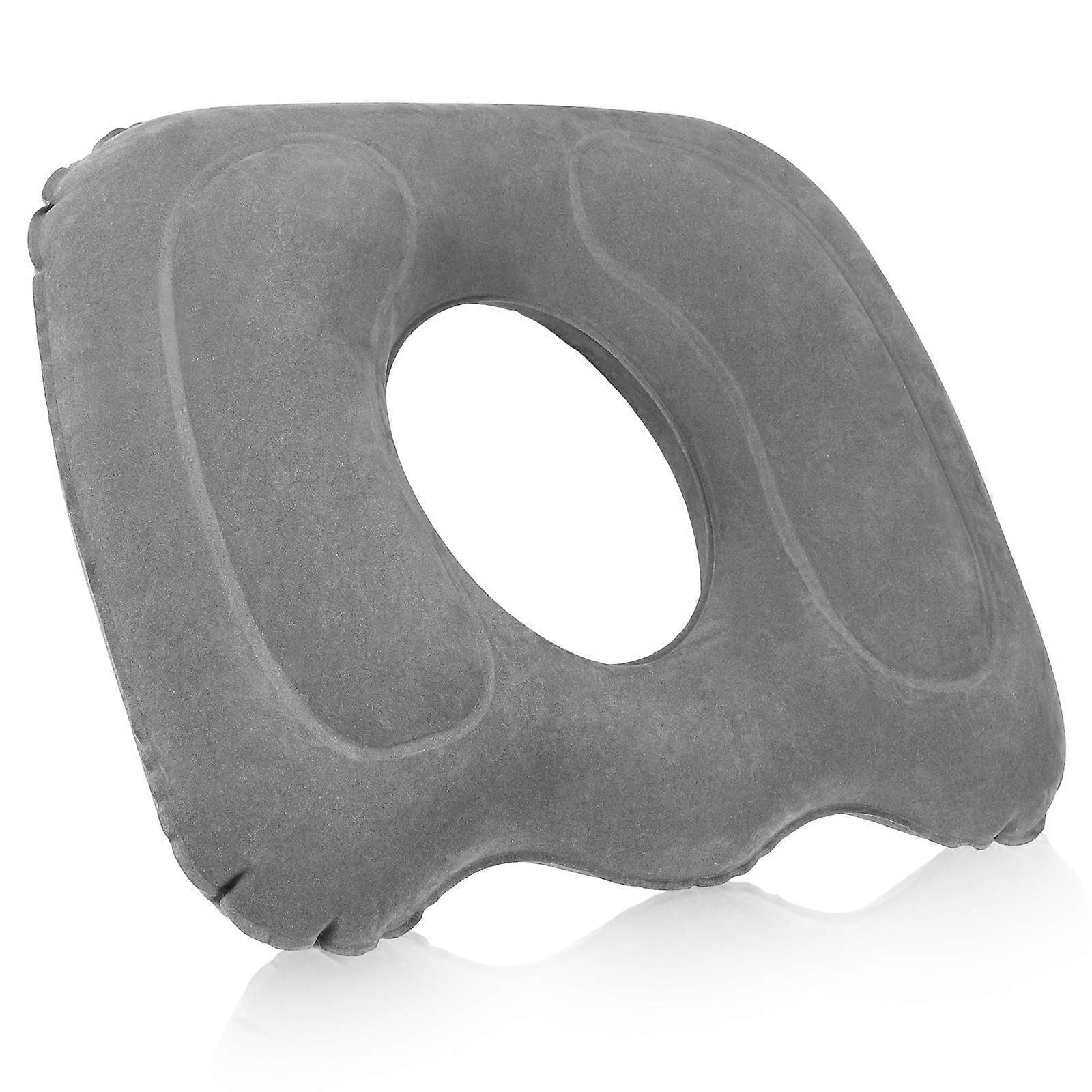 Inflatable Seat Cushion 18.1x15.7x4.7 Portable Donut Pillow for Tailbone and Back Pain Relief, Adjustable Gray Hemorrhoid Pillow