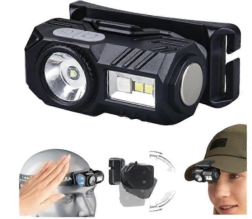LED Magnetic Headlamp with Motion Sensor,Head-Mounted Induction Super Bright Flashlight,Multifunctional Waterproof Headlight,9 Light Modes(Black)