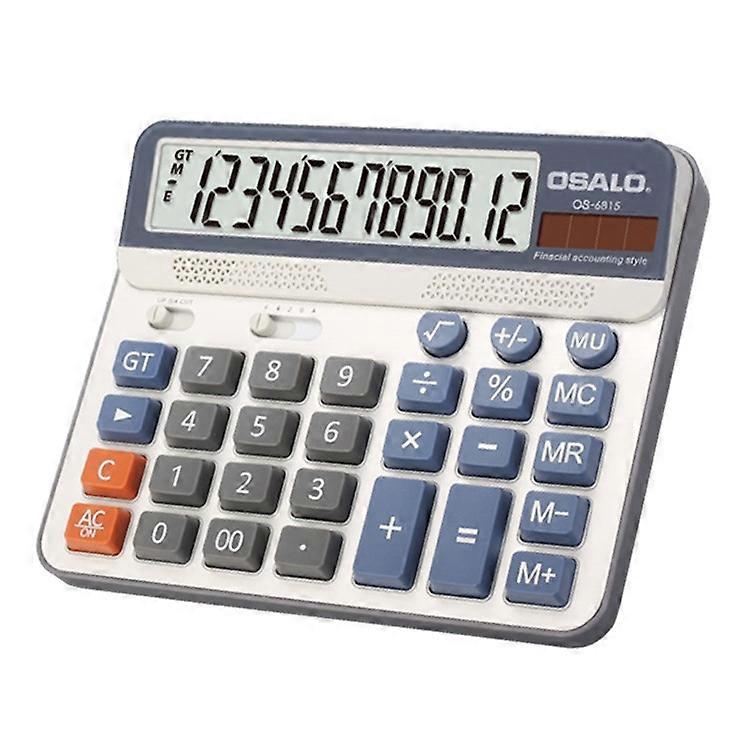 OSALO OS-6815 Large Screen ABS Desktop Calculator Solar / Battery Dual Power 12 Digit Office Calculator