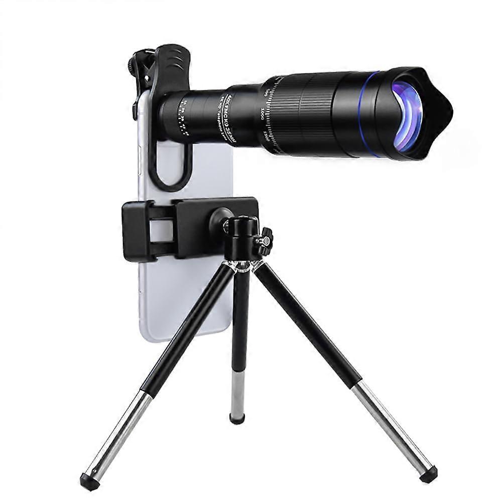 Telephoto Lens Kit for Mobile Phone, 40X with Lens Clip, Phone Holder, Mini Tripod, Extendable Remote Shutter for Hiking, Camping, Animal Watching