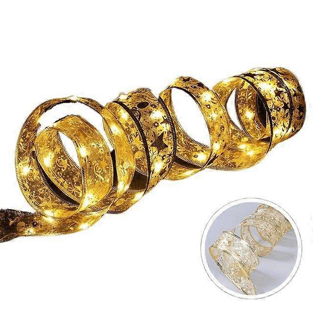 Bow colored light string LED Christmas tree decoration satin light silk Christmas ribbon light string