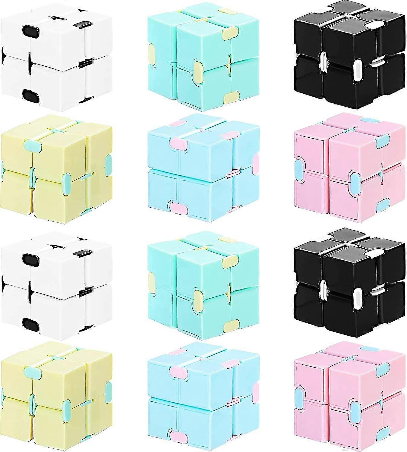 12 Pieces Infinity Cube Mini Fidget Blocks Mini Infinity Cube Desk Toy Sensory Tool Fidget Blocks Magic Puzzle Flip Cube For Teens Adults Birthday Fav