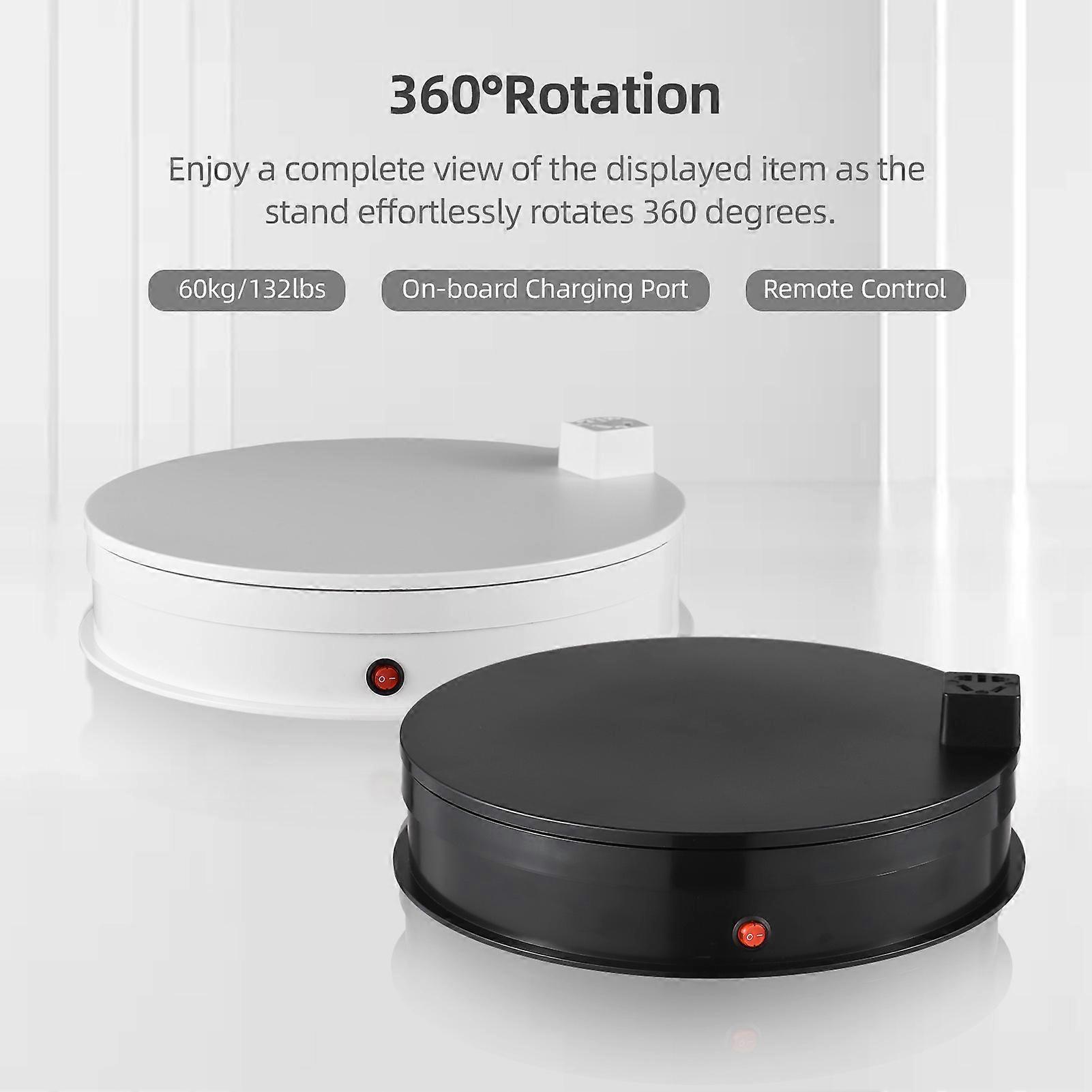 30cm Motorized Stand Rotating 60kg/132lbs Load Capacity 360°Rotatable Turntable with LED Light for Photography Products Display Live Video Show