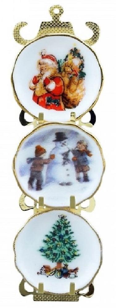 Dolls House Christmas Wall Plate Rack Ornament Reutter Porcelain Accessory 1:12
