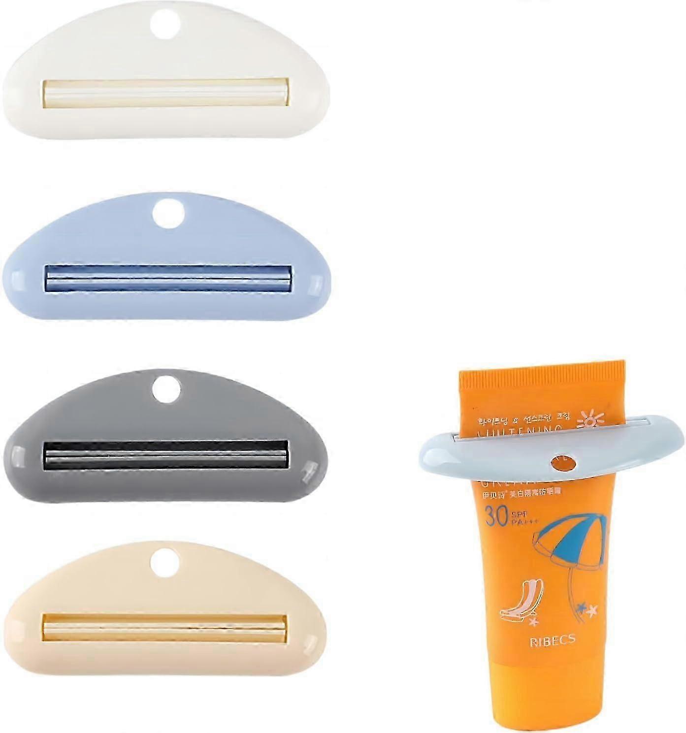 4 pcs Toothpaste Squeezer Dispenser Clip Tube Toothpaste Squeezer Plastic Toothpaste Clips Toothpaste Cap Dispenser (4 Color)