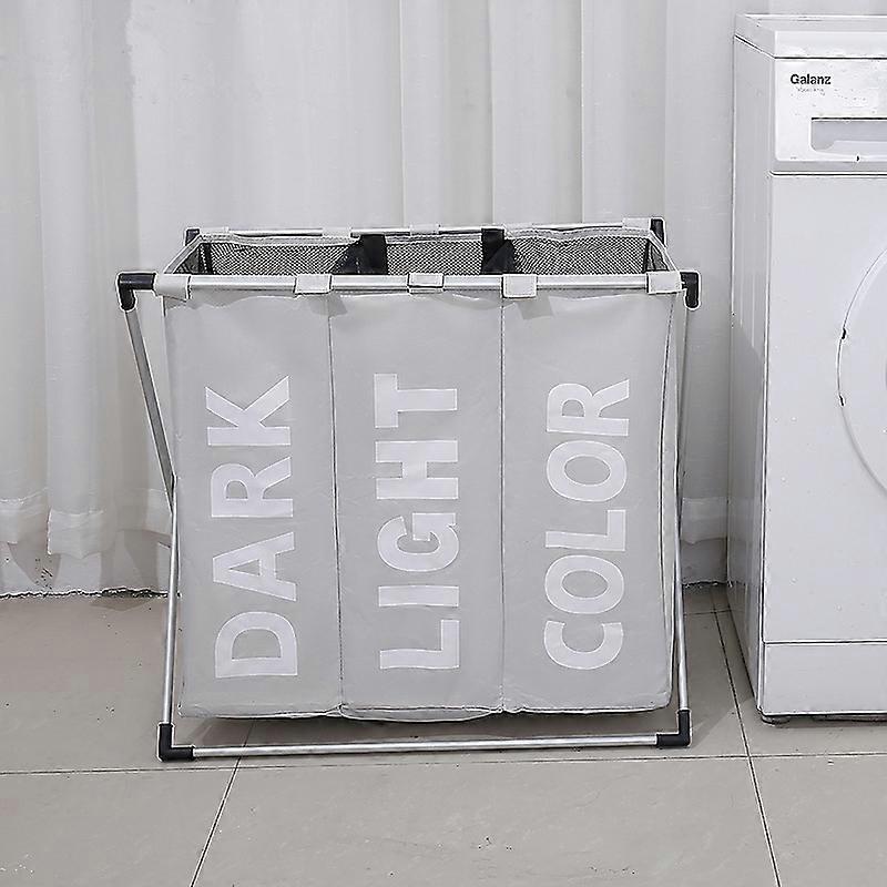 Collapsible Three Grid Dirty Clothes Laundry Hamper Organizer Home Storage Basket 3 Grid