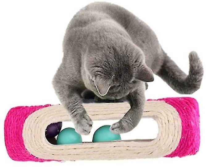 Cat Kitten Toys Rolling Sisal Scratch Board Roller With 3 Ball