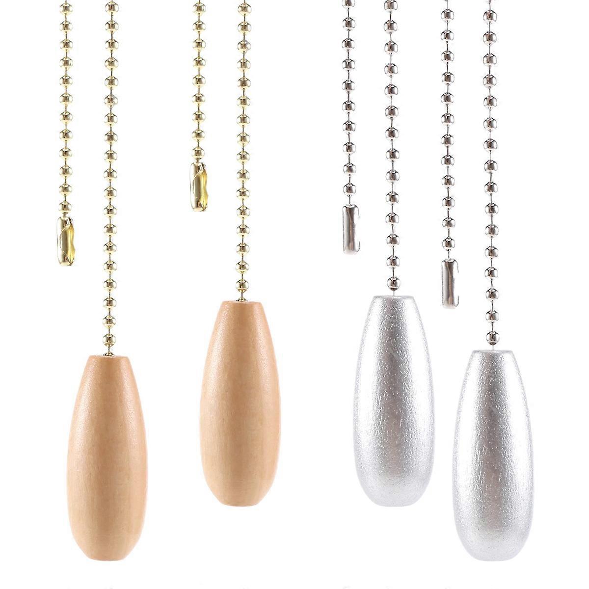 4 Pieces Ceiling Fan Chain Pulls Wooden Pull Chain Extension Pull Chain for Ceiling Light Lamp Fan C