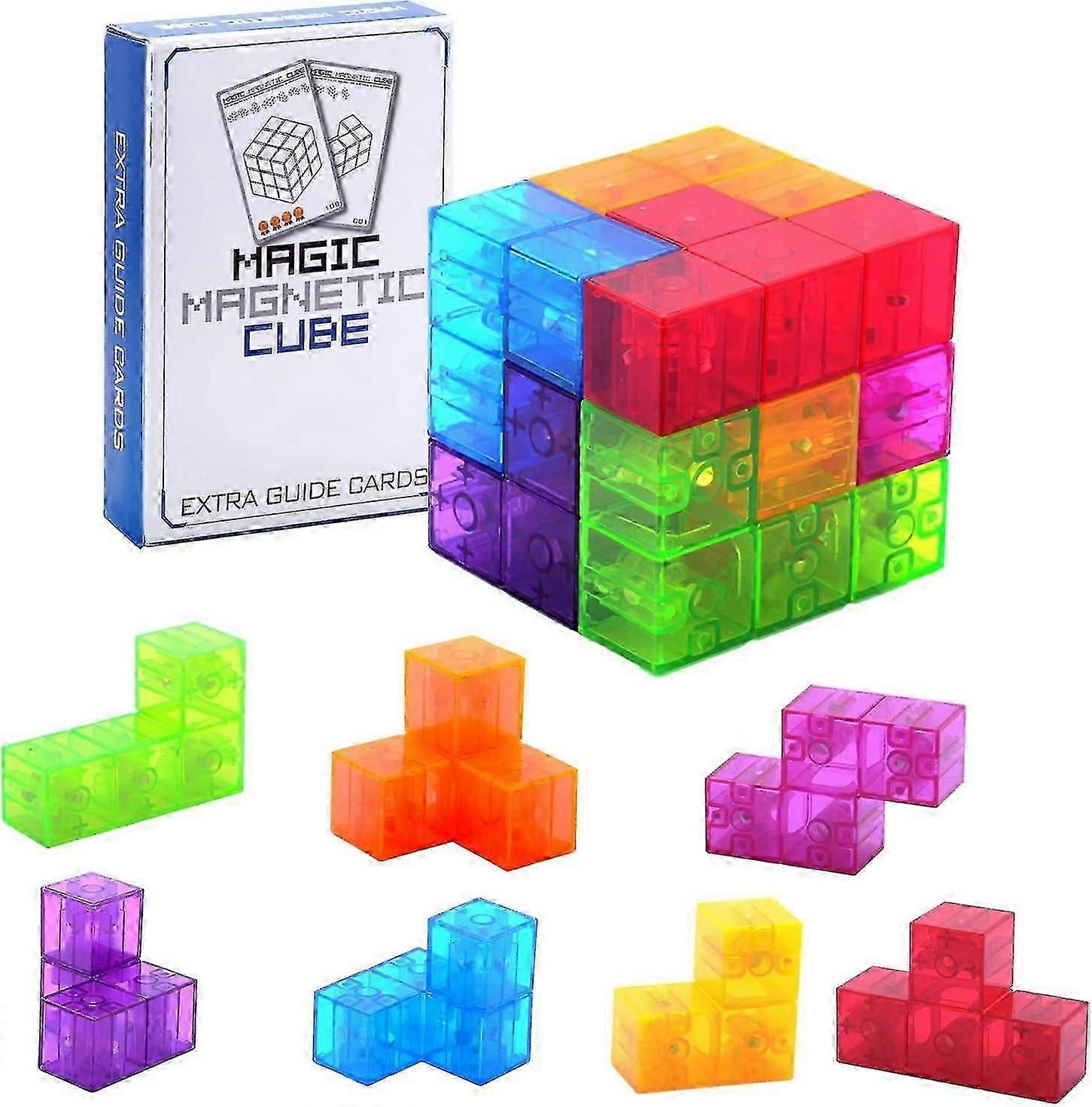 Magnetic Building Blocks For Kids Magic 3d Magnetic Puzzle Cube With 54 Guide Cards For Children (red)