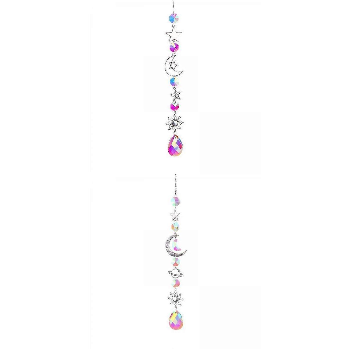 2x Crystal Wind Chime Catcher Hanging Ornament Sparkling