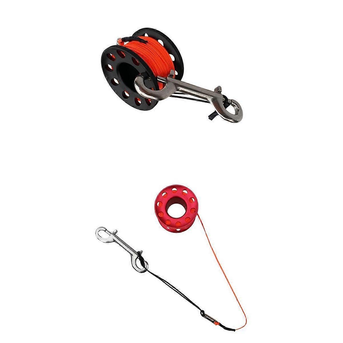 2Pcs Finger Spool High Visibility Snorkeling Guide Line Spool Red+Black