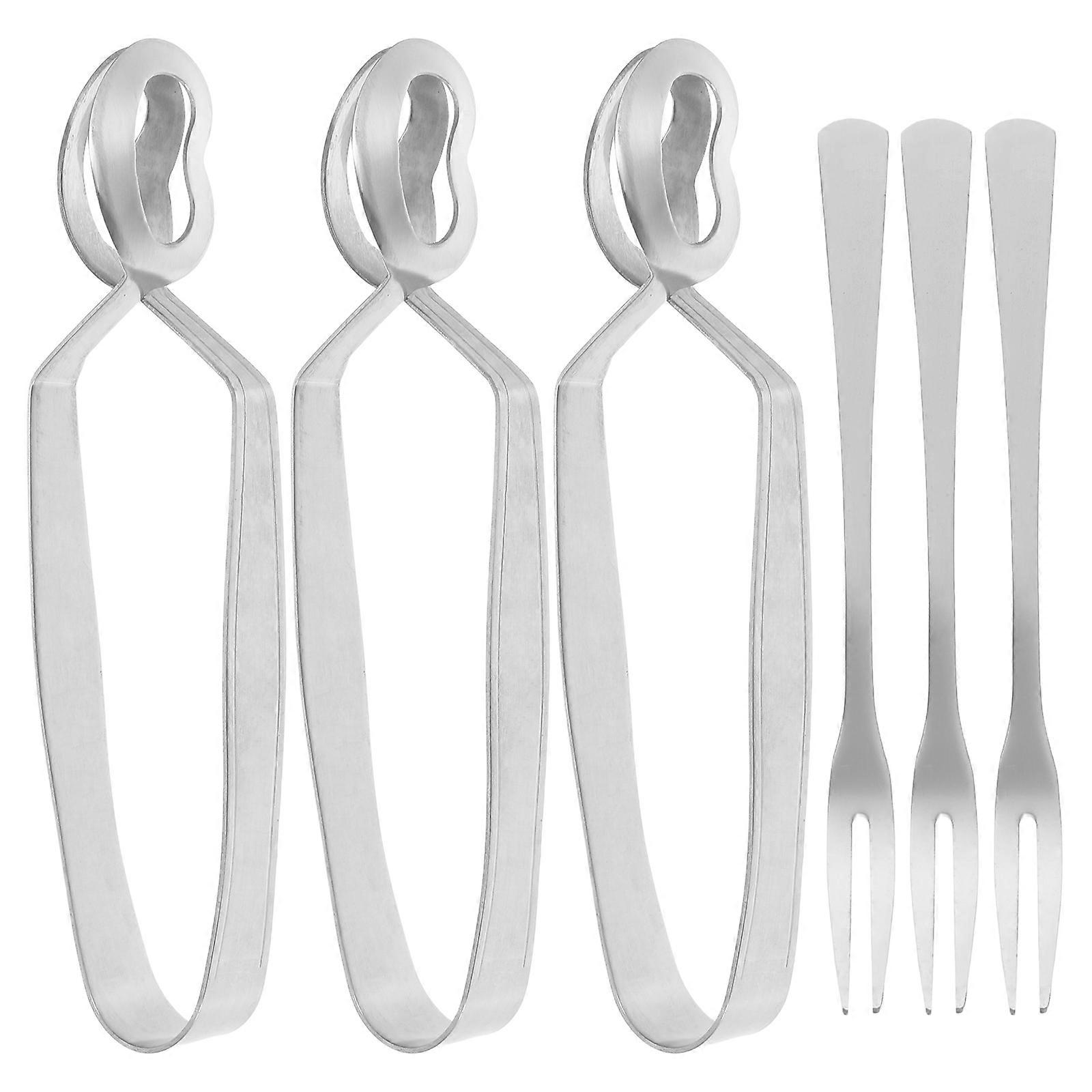 Snail Dinner Fork and Tong Set, Crafted from Stainless Steel Material
