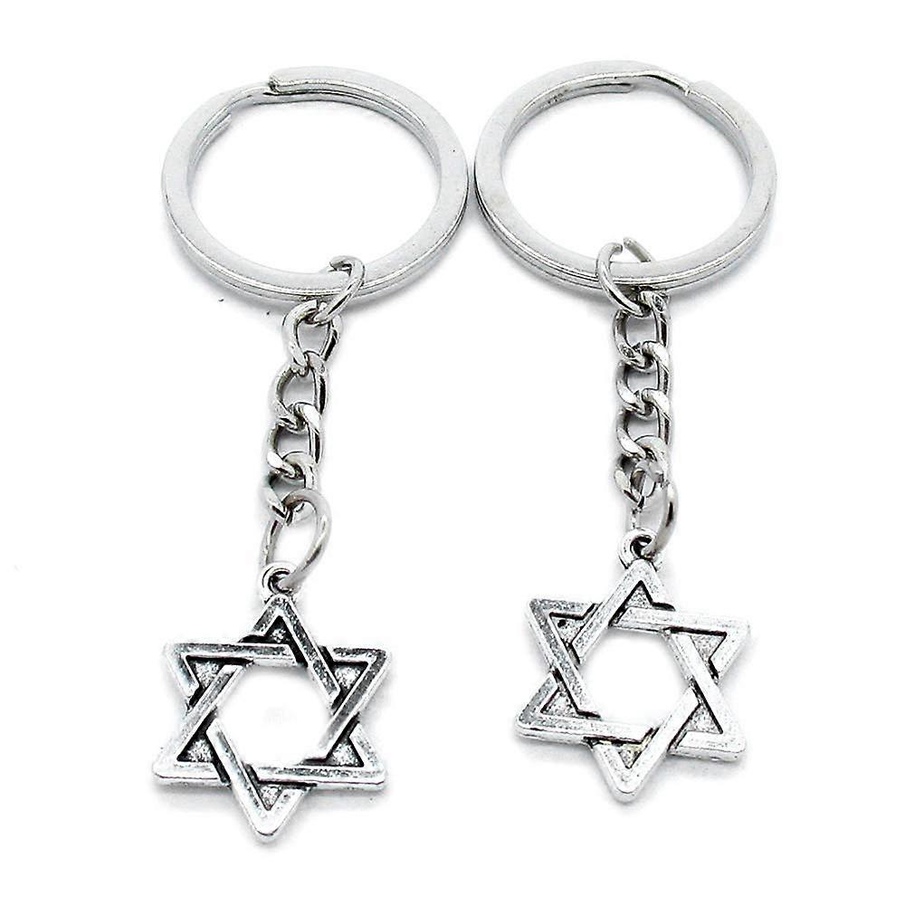 Antique Silver Keyrings Star Of David Design AA461 Model Key Ring Chain Keychain Clasp