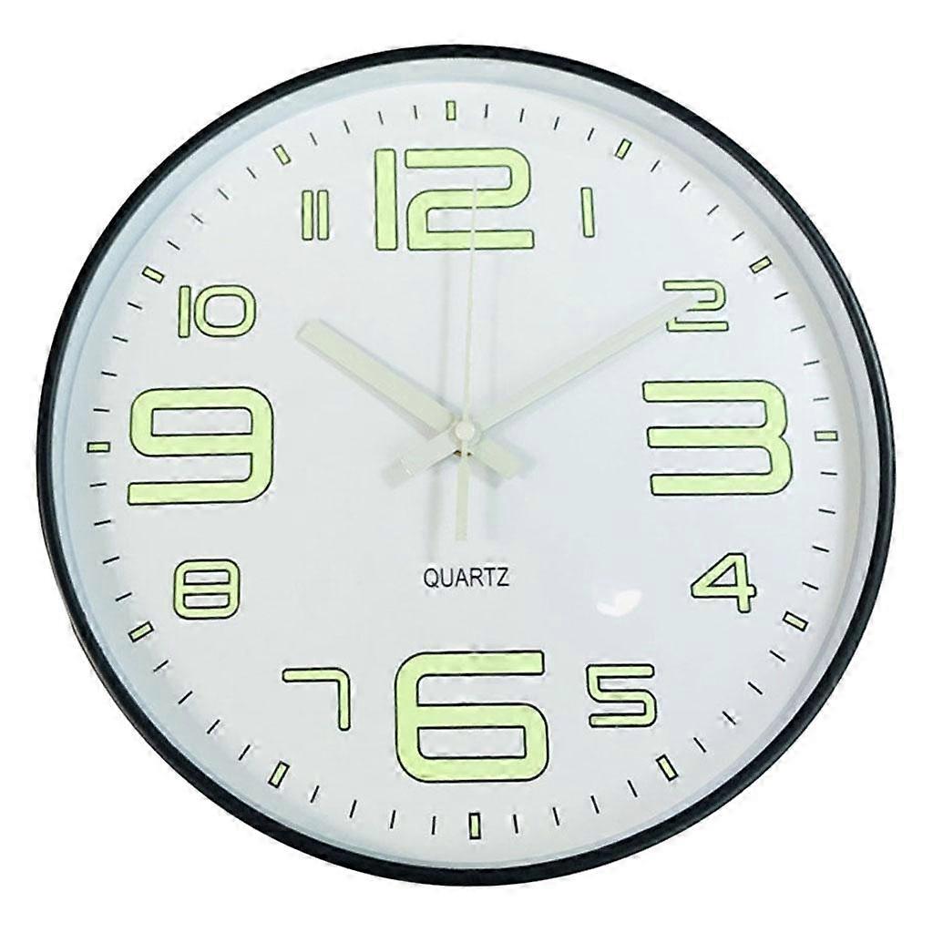 12" Round Green Night Light Clock Silent Numbers Battery Powered