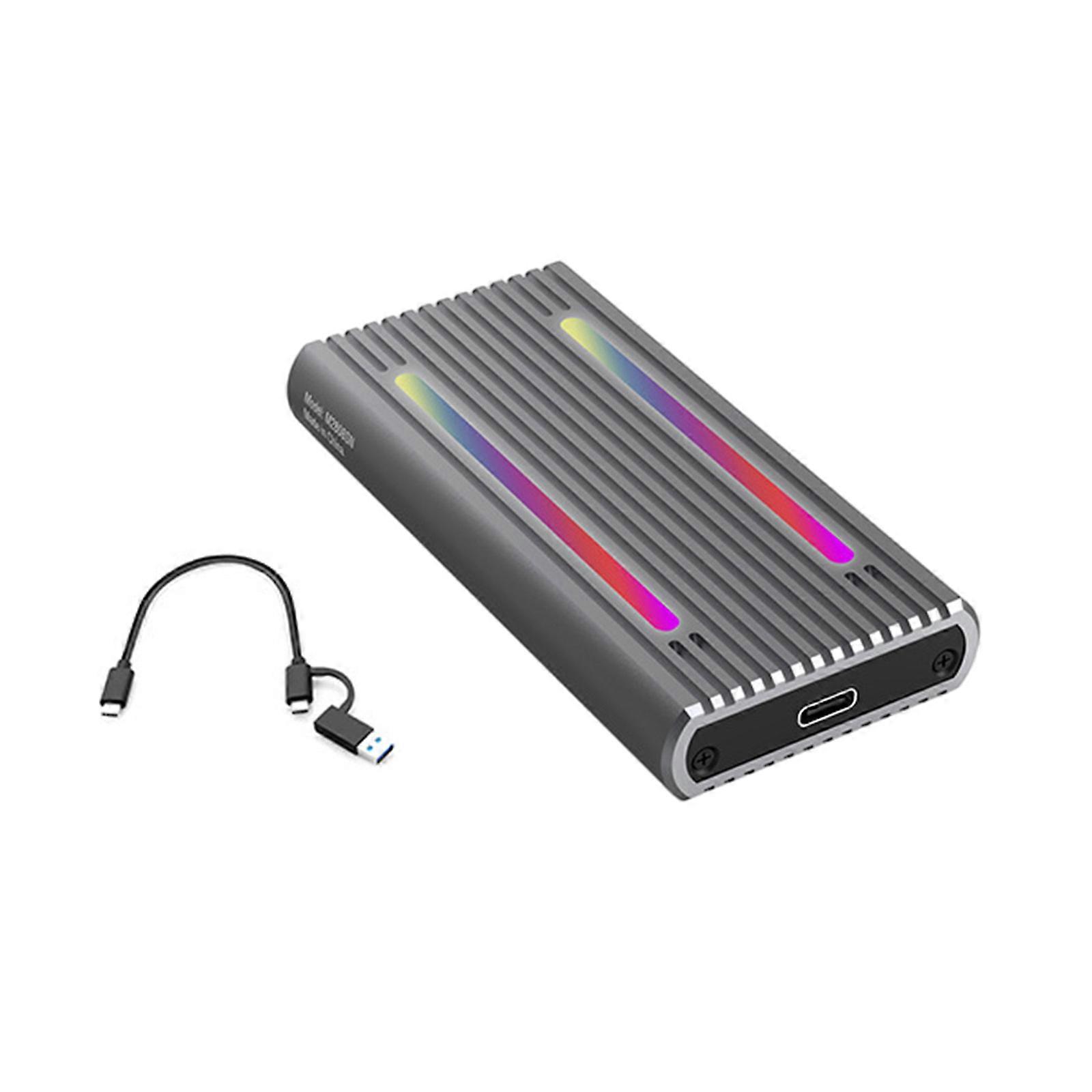 Portable M.2 SSD Case External Enclosure Box with RGB Light M.2 Solid Disk Cover Support Nvme/Sata DualProtocols Multicolor