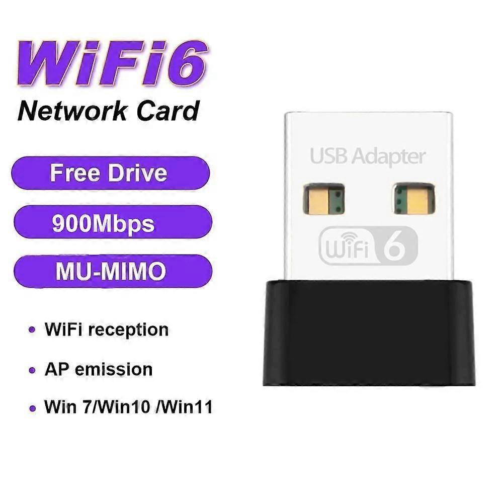 Draadloze WiFi 6 Adapter 900Mbps Mini USB Netwerkkaart 2.4G&5GHz USB WiFi Ontvanger Antenne Lan Kaart voor