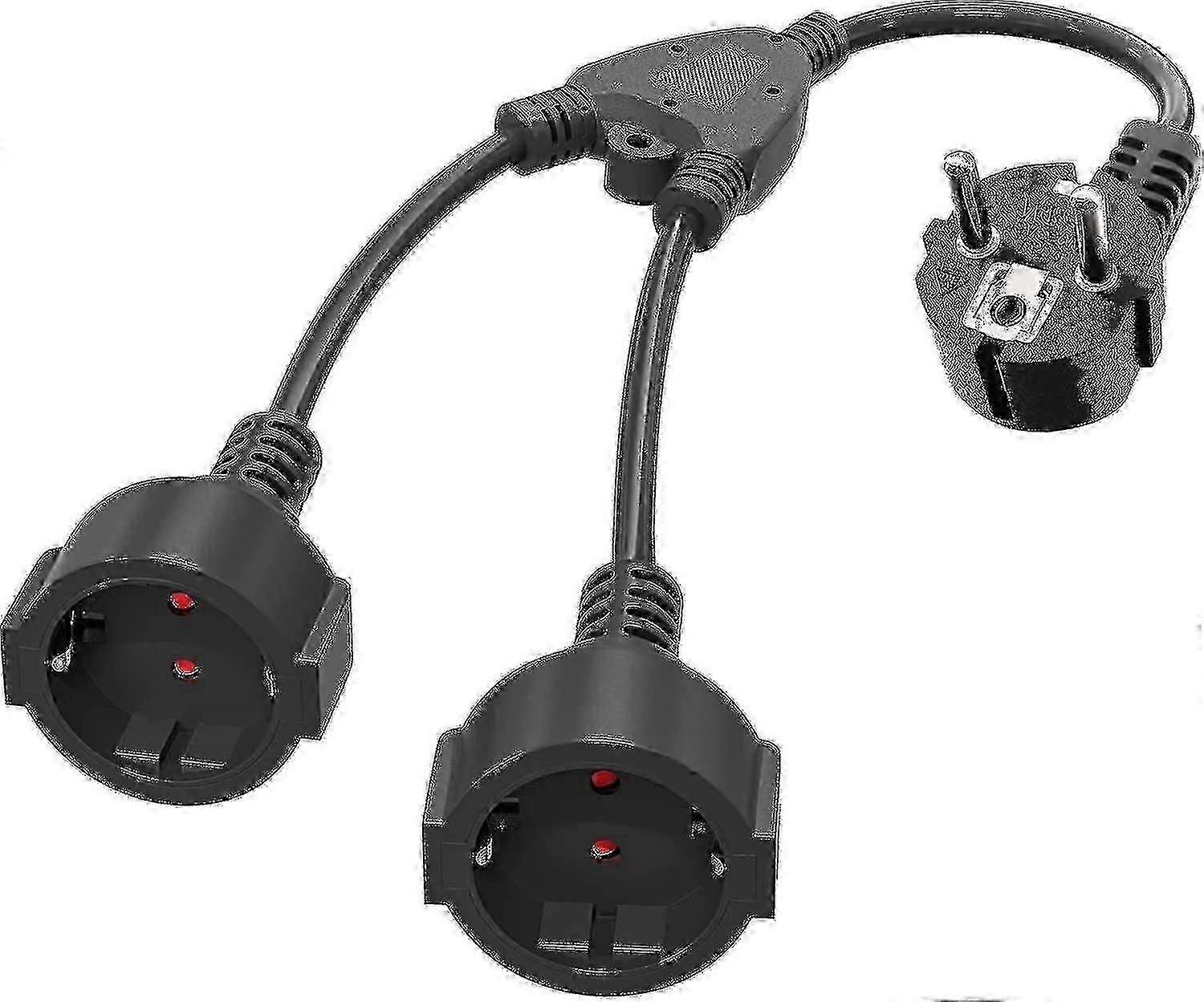 2-in-1 Schuko Socket Adapter with Protective Contact, 250V Extension Cable