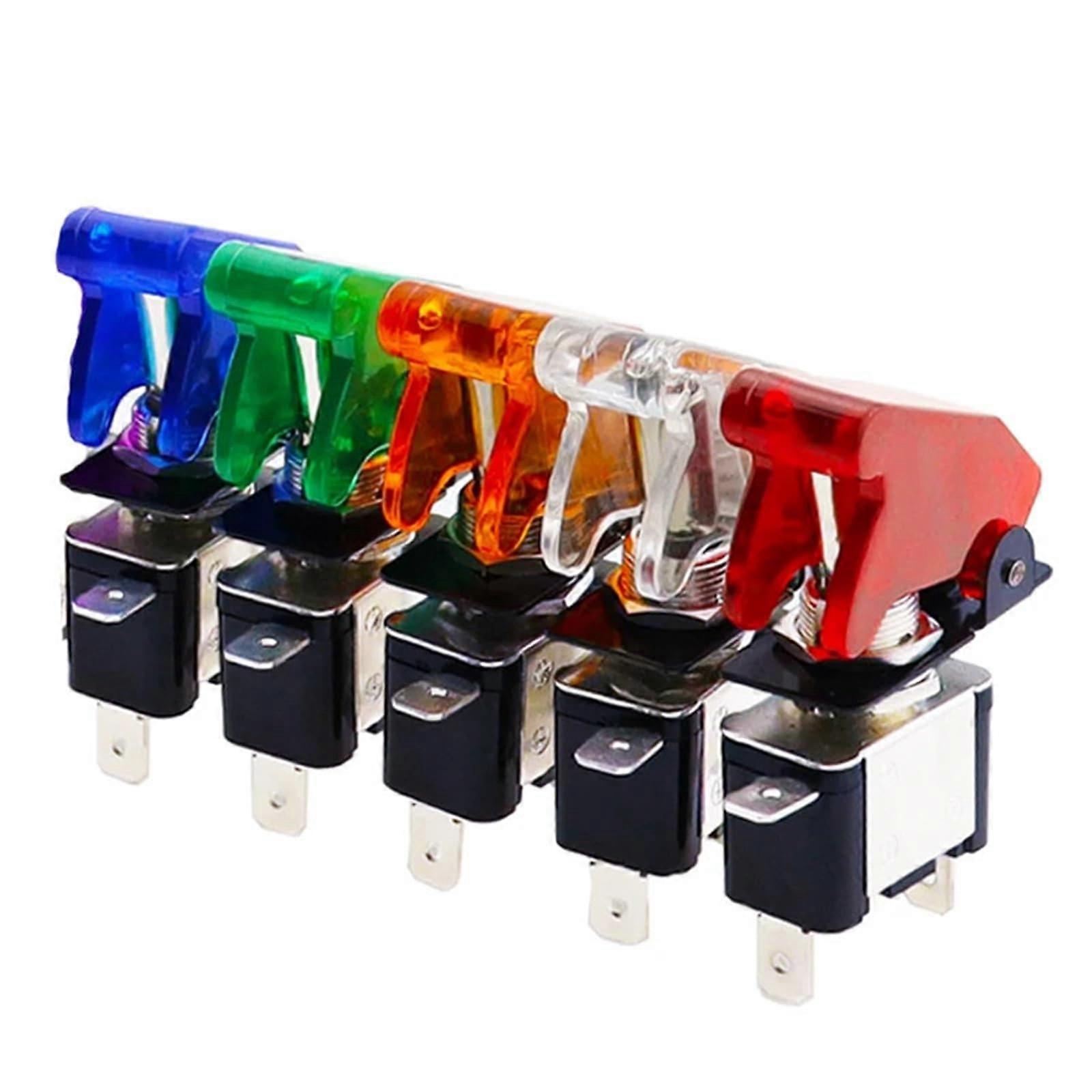 1set car boat truck ASW07D Led toggle switch with flip up cover yellow 12V20A