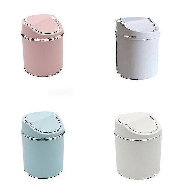 Mini Waste Bin Trash Can Desktop Garbage Baskets Table Roll Swing Lid Portable