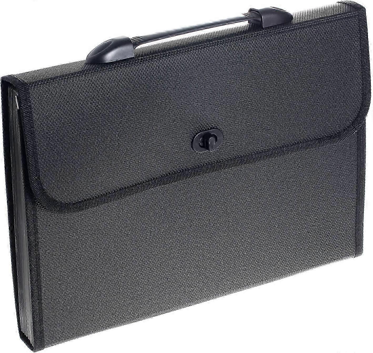 Large Capacity A4 Expanding File Organizer with Handle and Ceiling Document Folder in Black Color