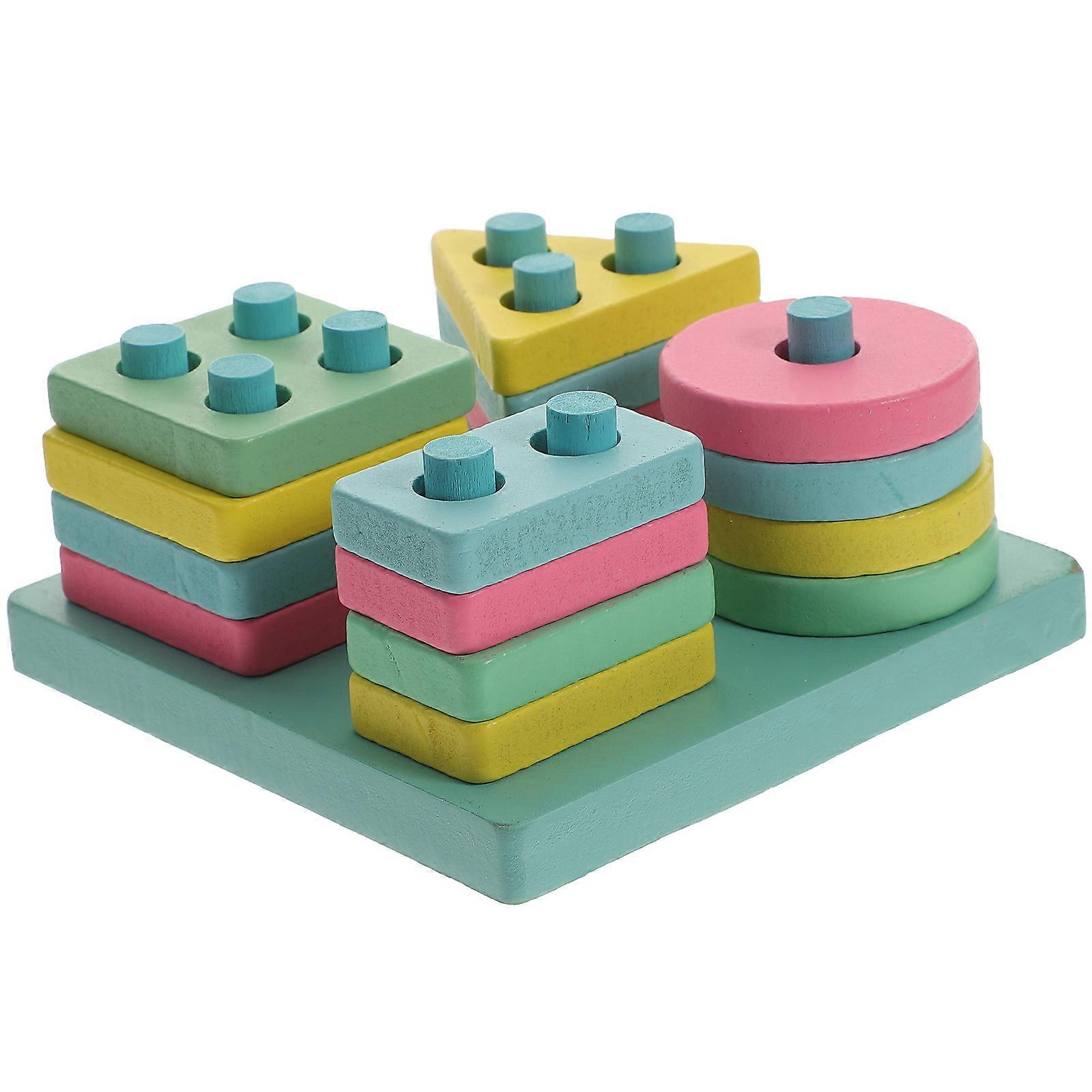Colorful Wooden Building Blocks Set of Towers for Kids Playing with Quality