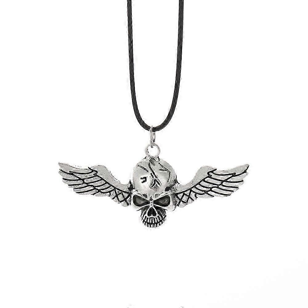 Car Interior Rearview Mirror Decoration Pendant with Ghost Rider Design, Winged Skull Hanging Ornament for Hip-hop Style Car Accessories
