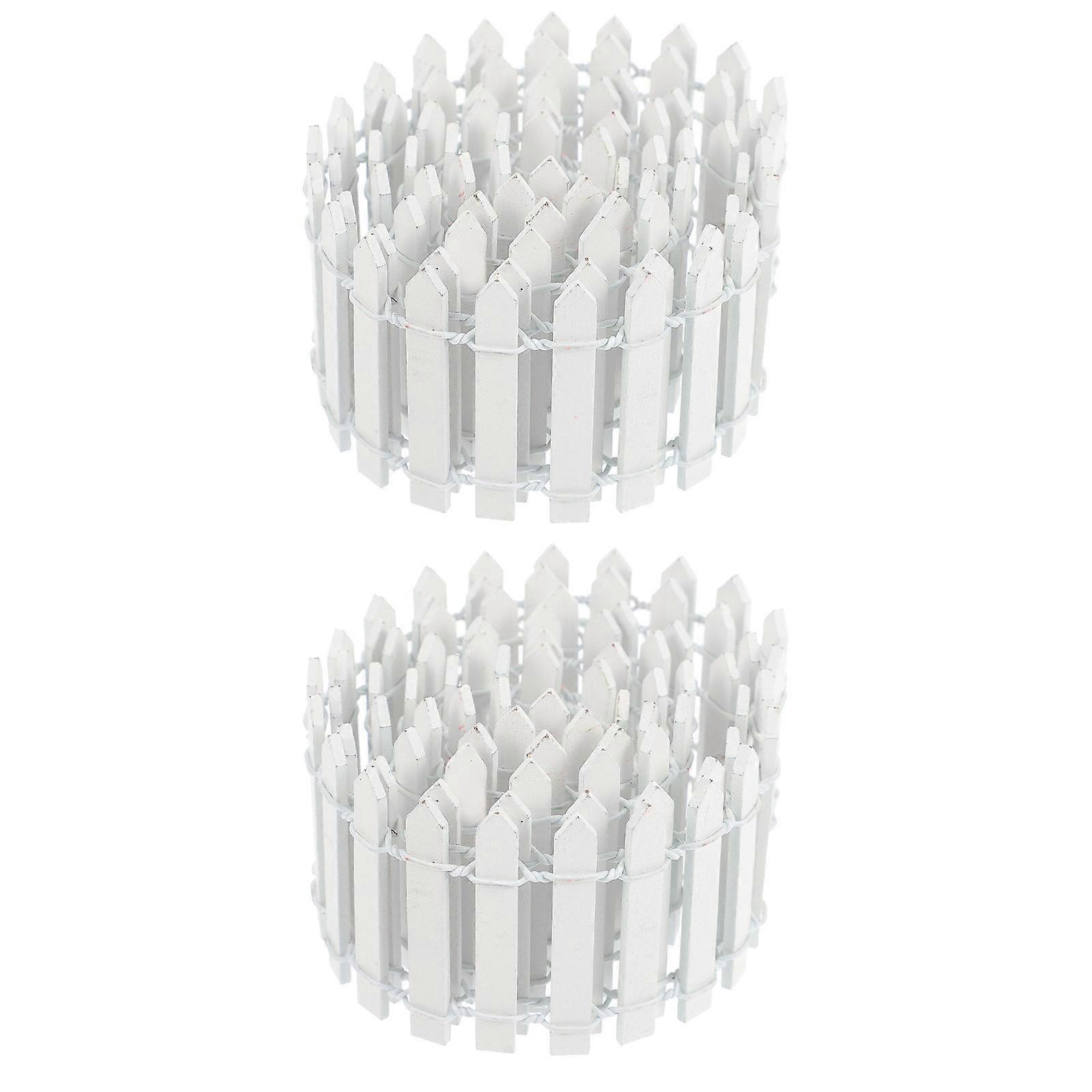 Miniature White Fence for Decor Use Crafted with Synthetic Material 2 Pcs