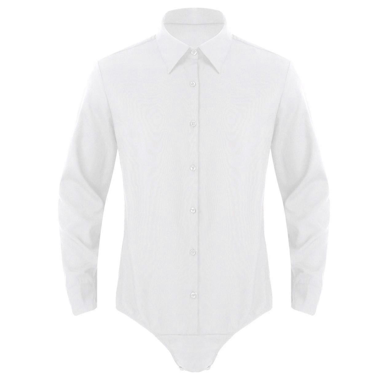 Chemise décontractée à manches longues pour hommes Body décontracté Chemise Tops Col rabattu Combishort Tenue