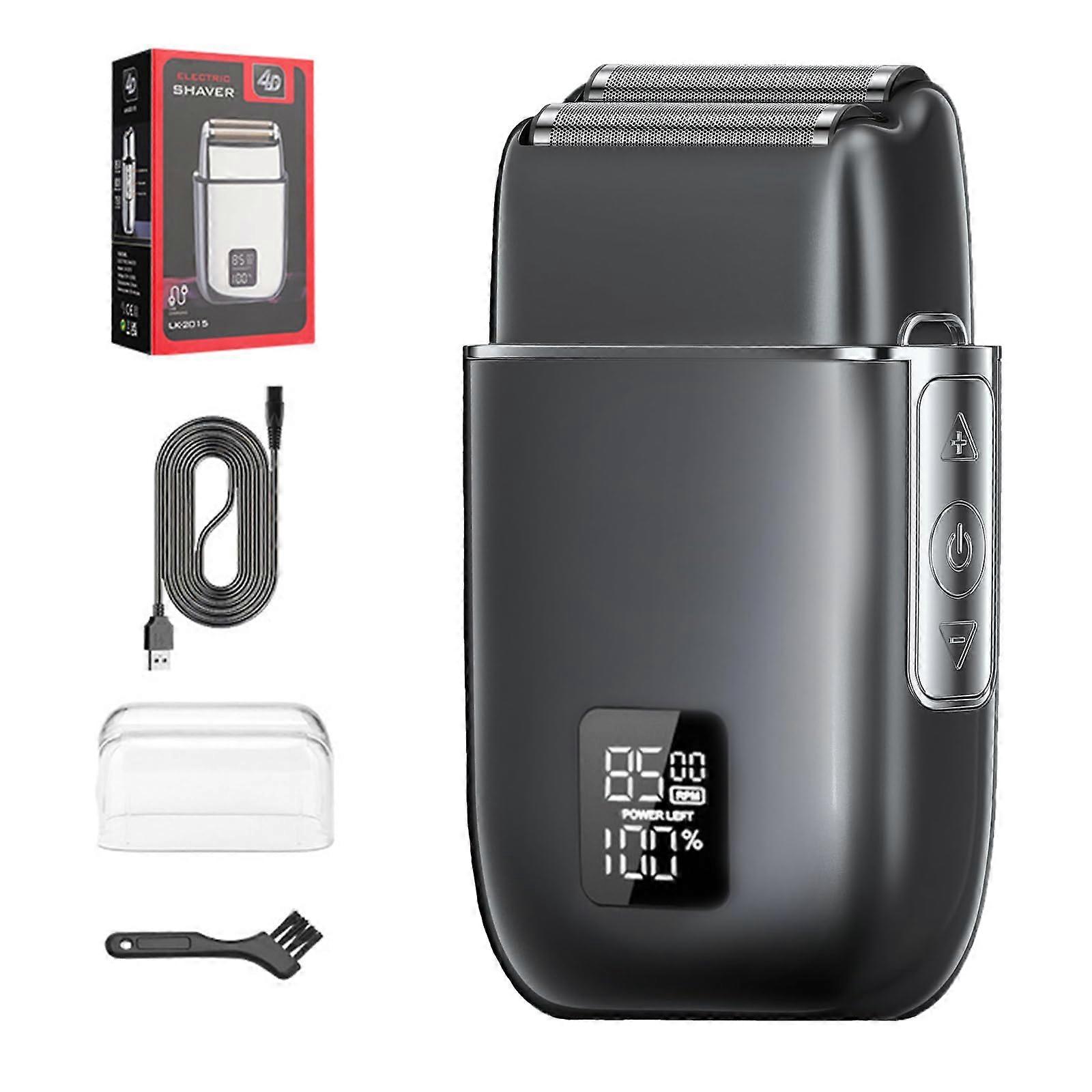 Electric Foil Shavers for Men, 3 Speed, Dual Floating Blades, IPX7, LED, USB C (Black)