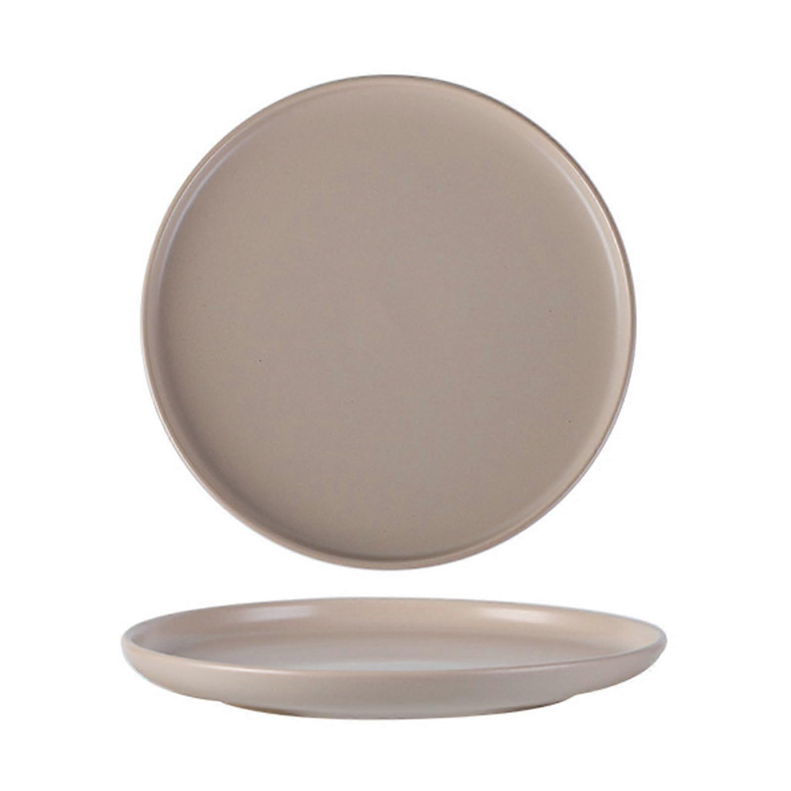 Scandinavian Ceramic Plate For Restaurant And Hotel Use, Multi Purpose Plate For Steak And Western Pizza Colour Coffce