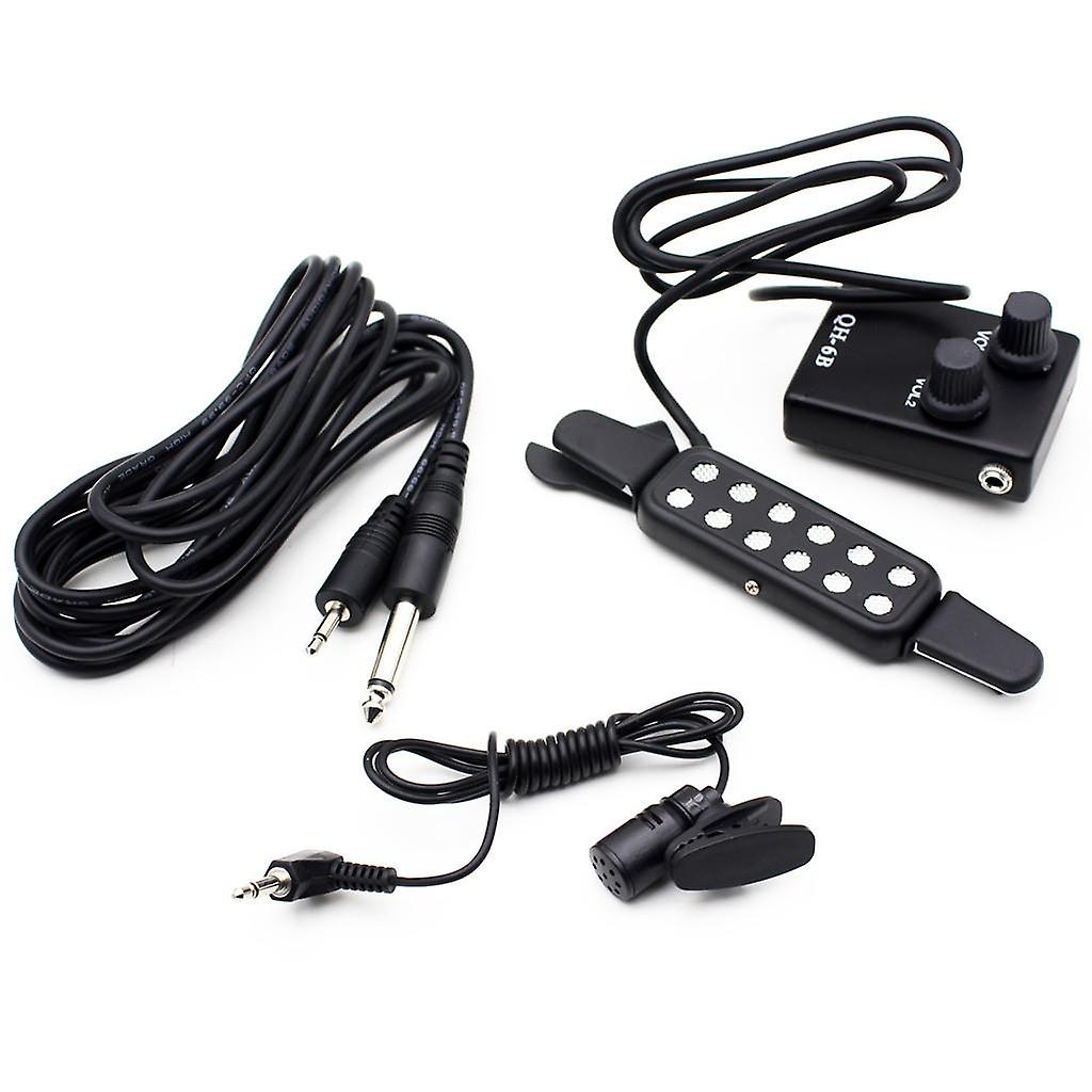 12 Silver Holes Black Metal Pickup Amplifier With  Cable Microphone Set