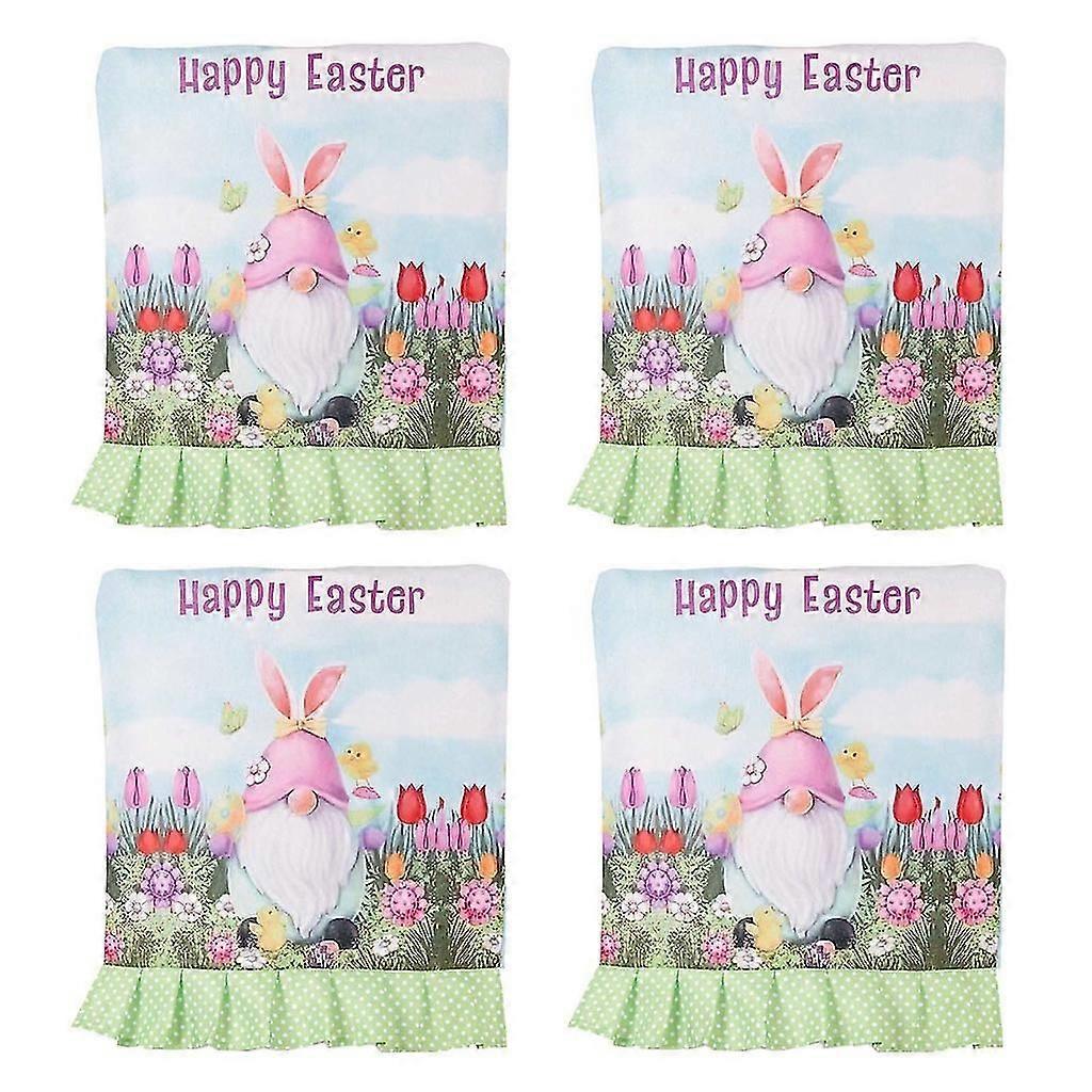 4Pcs Easter Chair Back Covers Dining Chair Slipcovers for Easter Decorations