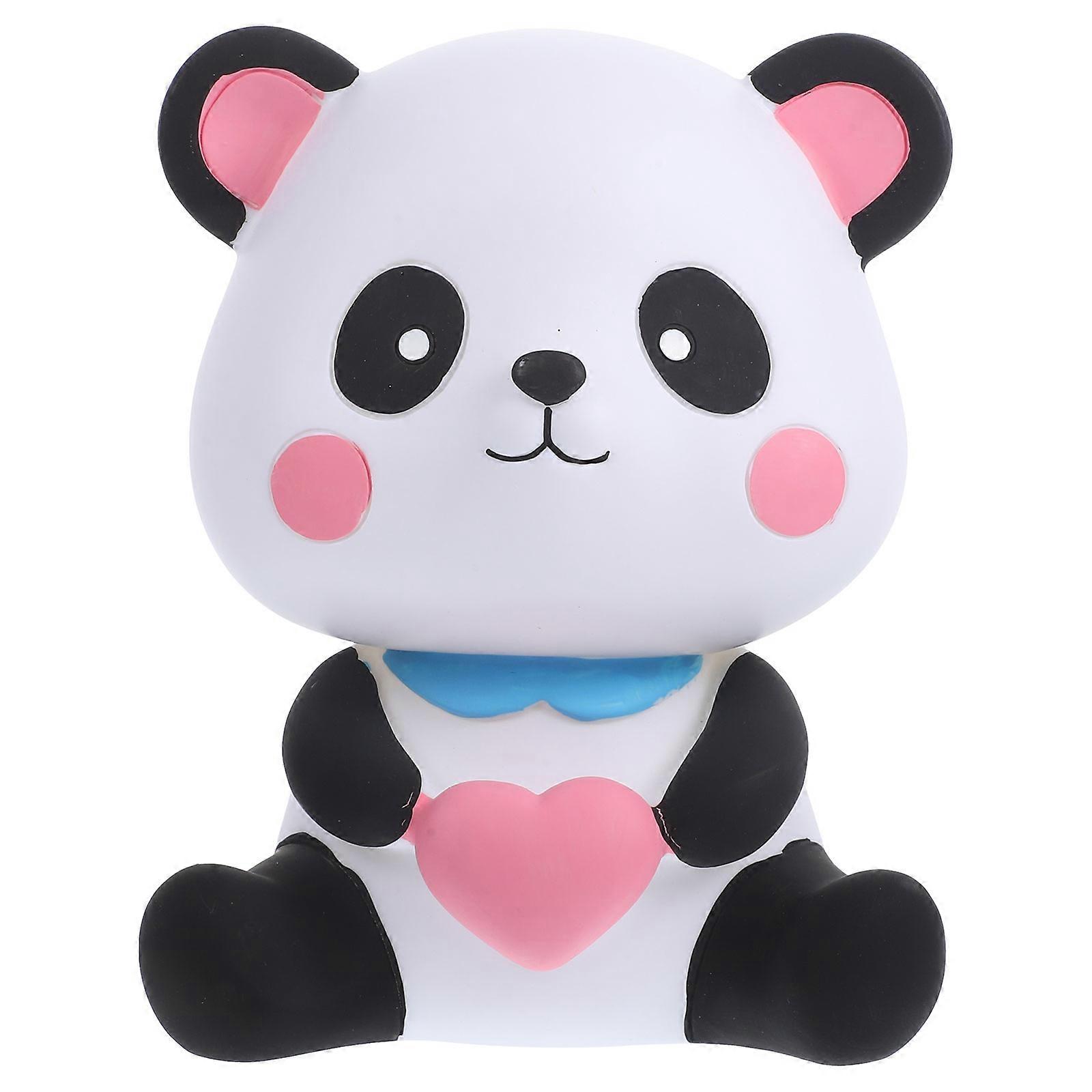 Panda-Shaped Coin Box Cute Savings Pot Coin Storage Desktop Ornament 18.5X13.5CM Black PVC Vinyl 1Pack