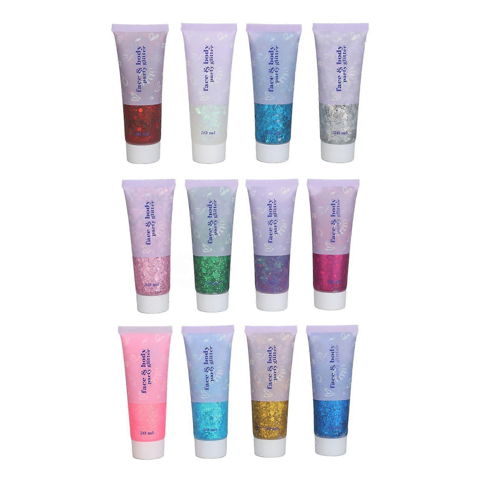 2025 Latest Model Body Glitter Gel 12 Colors Face Sequin Chunky Glitter Sparkl...