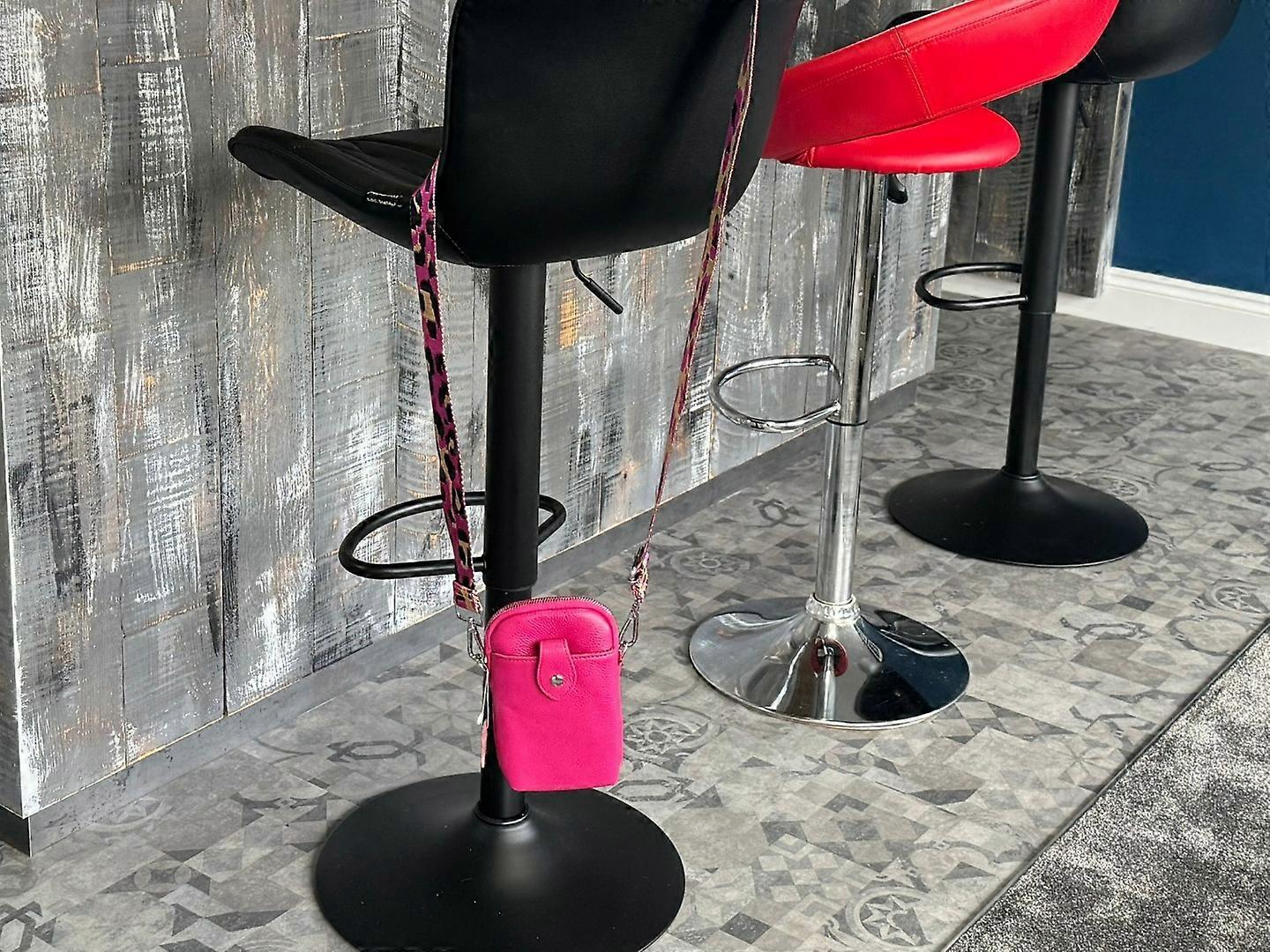 Italian Genuine Leather Mini Phone Pouch Bag with detachable adjustable leopard strap