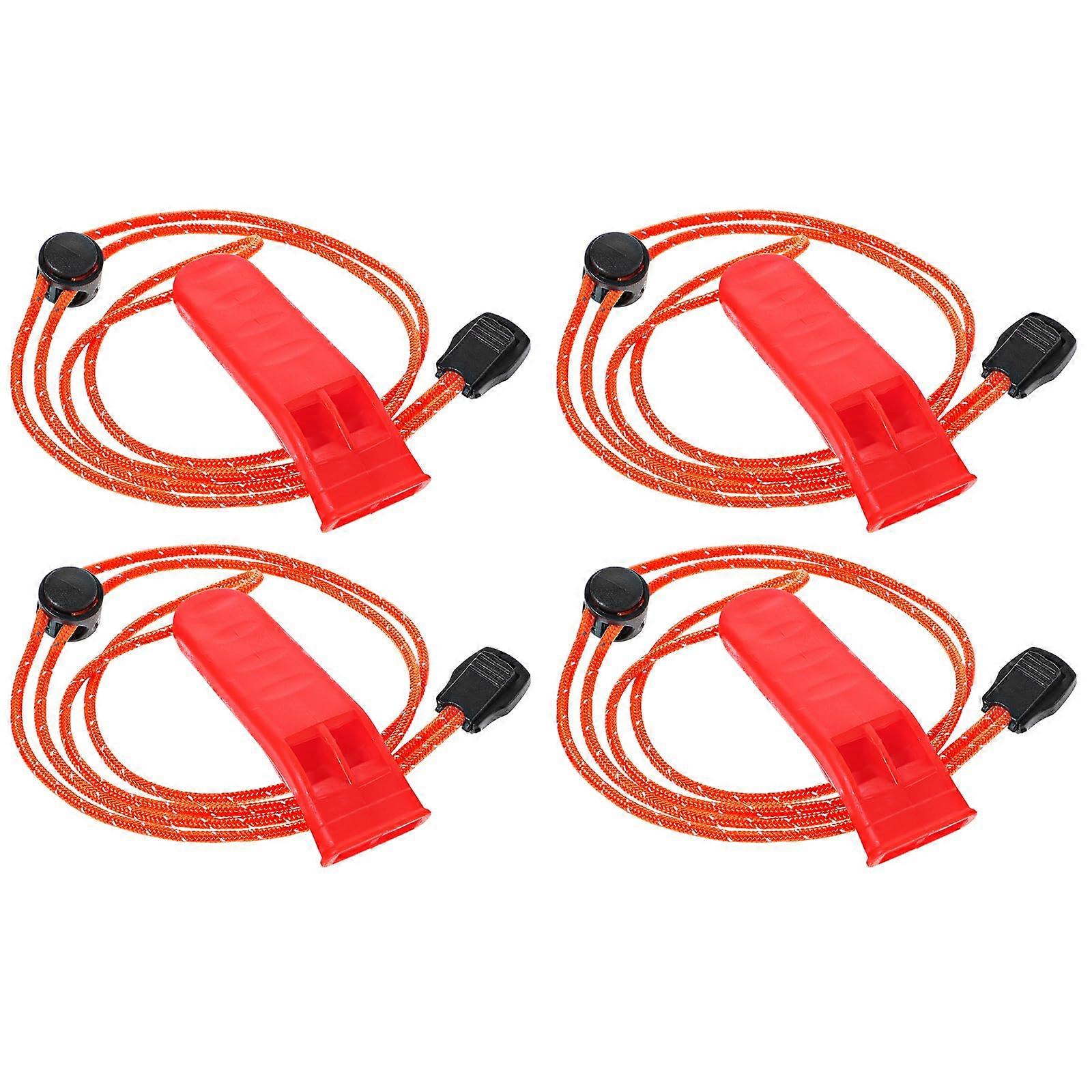Pack of 4 Emergency Whistles, Loud Safety Whistle with Lanyard for Kayaking, Survival, Hiking, Camping