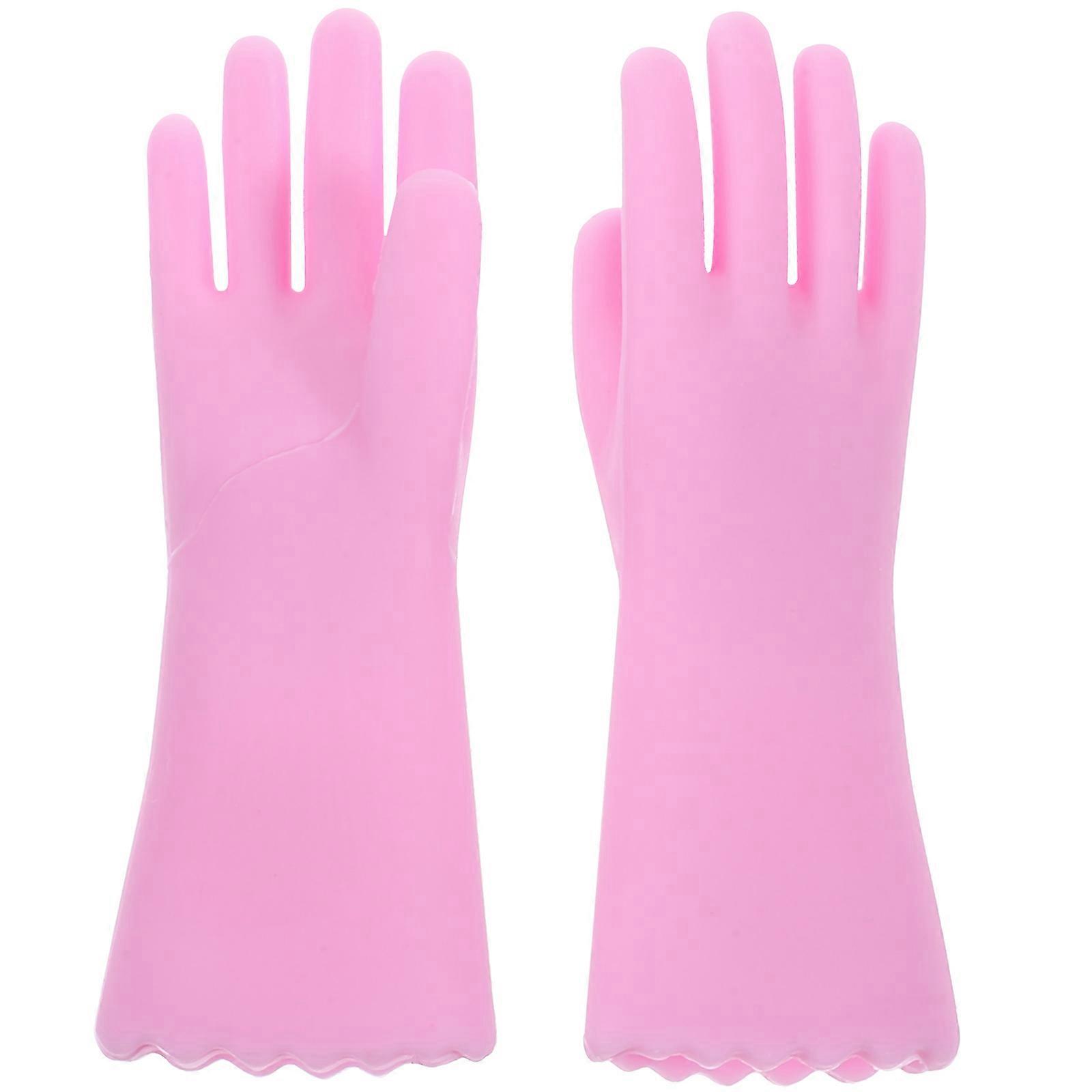 Miniature Scene Accessories Mini Gloves For Doll House Scenes Pink 3.50X1.30X0.30cm Cleaning 1 Pair