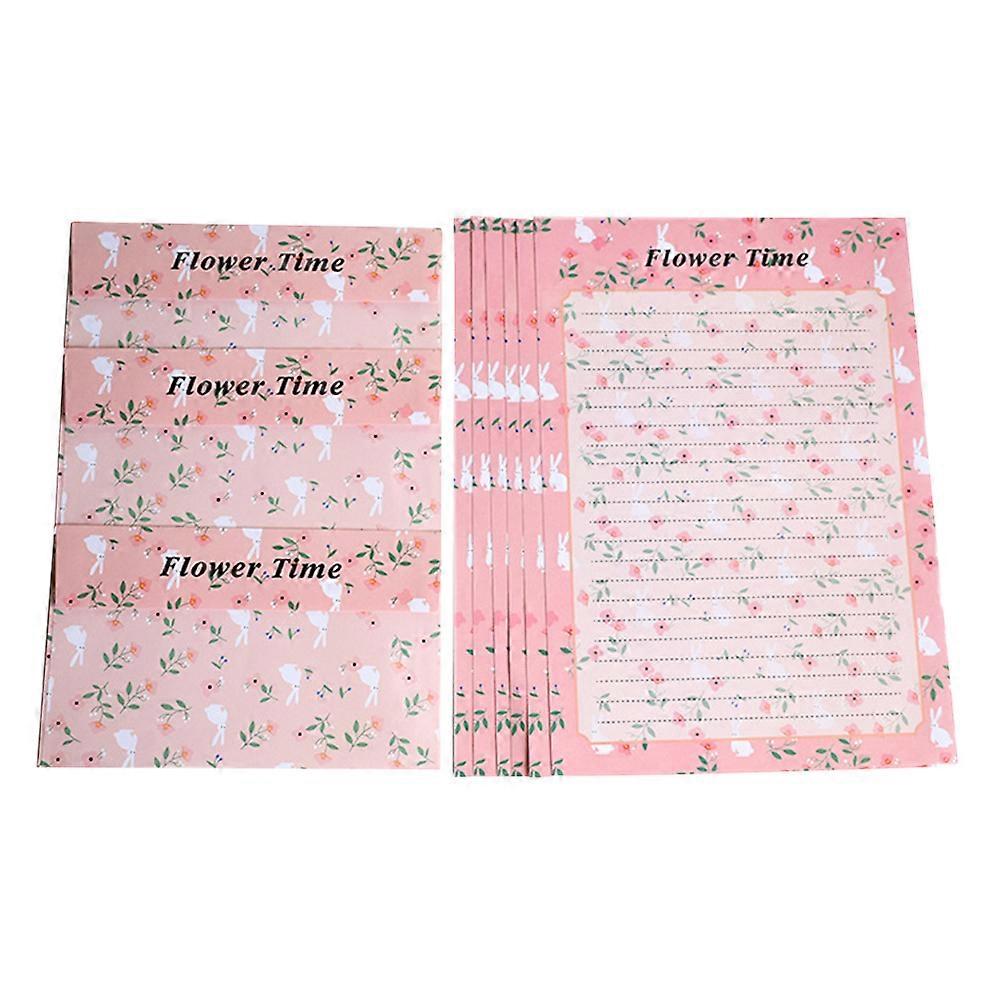 Cute Letter Paper Pink Rabbit Floral Pattern Envelopes 36Pcs For Daily Calligraphy