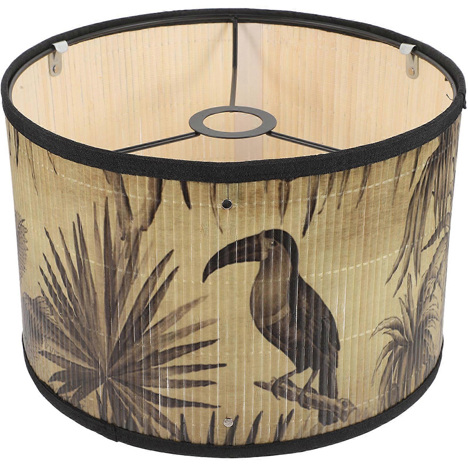 Large Drum Lampshade Vintage Bamboo Diffusion For Ceiling Lamp 30x30x20cm 1Pack