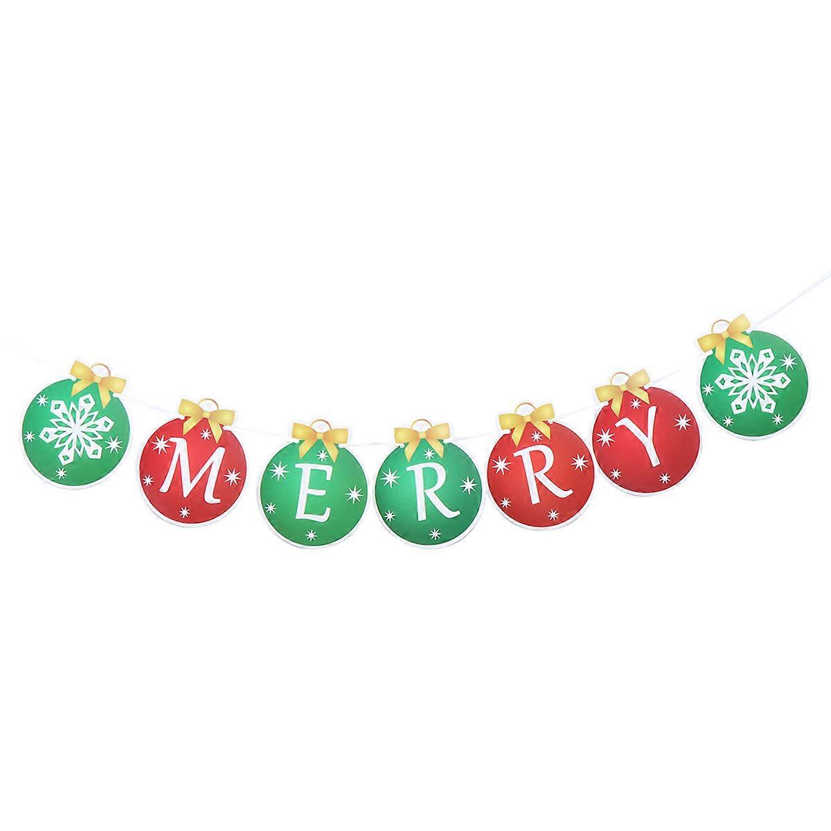 Merry Christmas Letter Decorative Hanging Paper Banner Round Shape Design Festive Atmosphere Creation 1Set