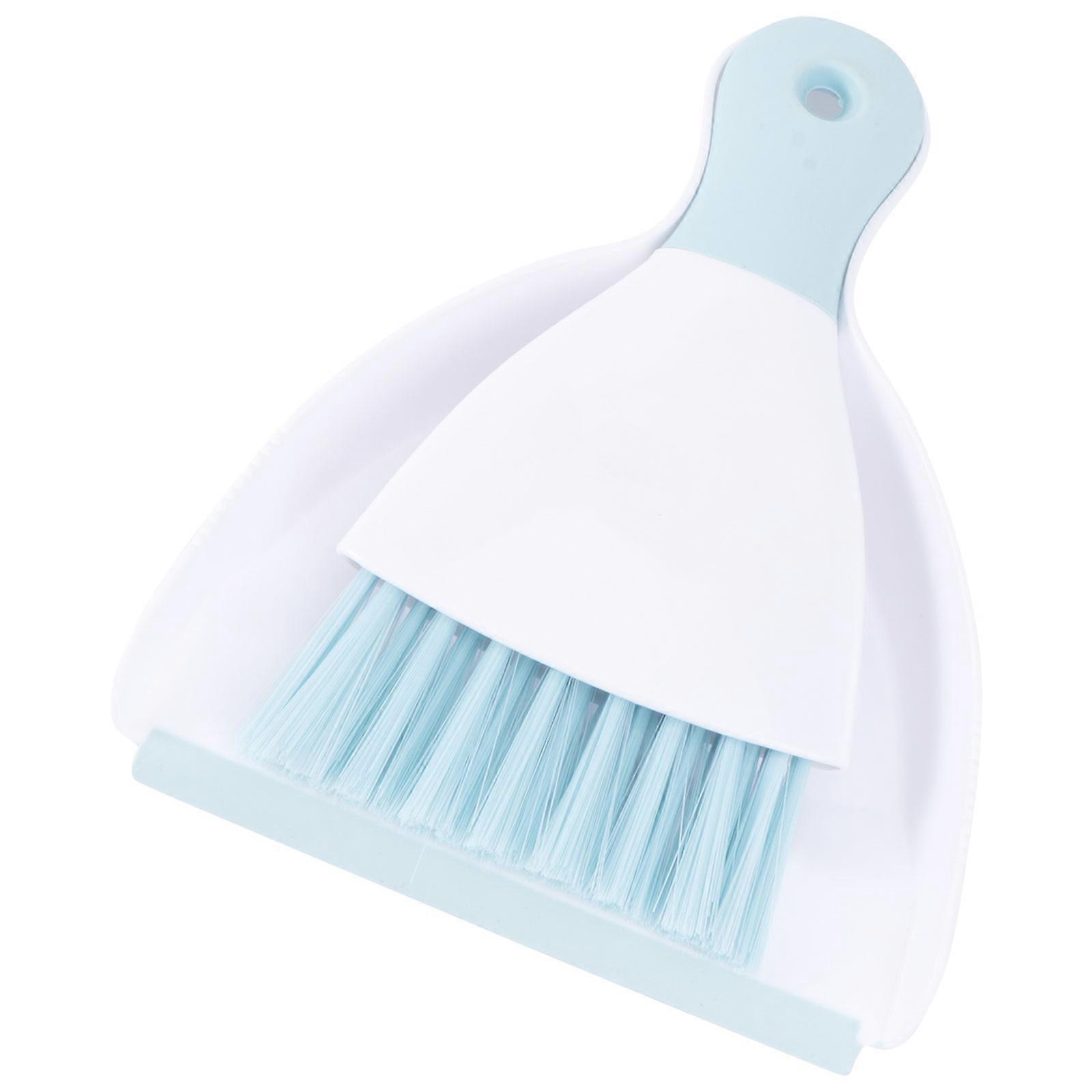 Compact Plastic Mini Broom and Dustpan Set for Desktop Cleaning – Blue, Portable Household Tool for Bookshelves, Cabinets, and Indoor Surfaces