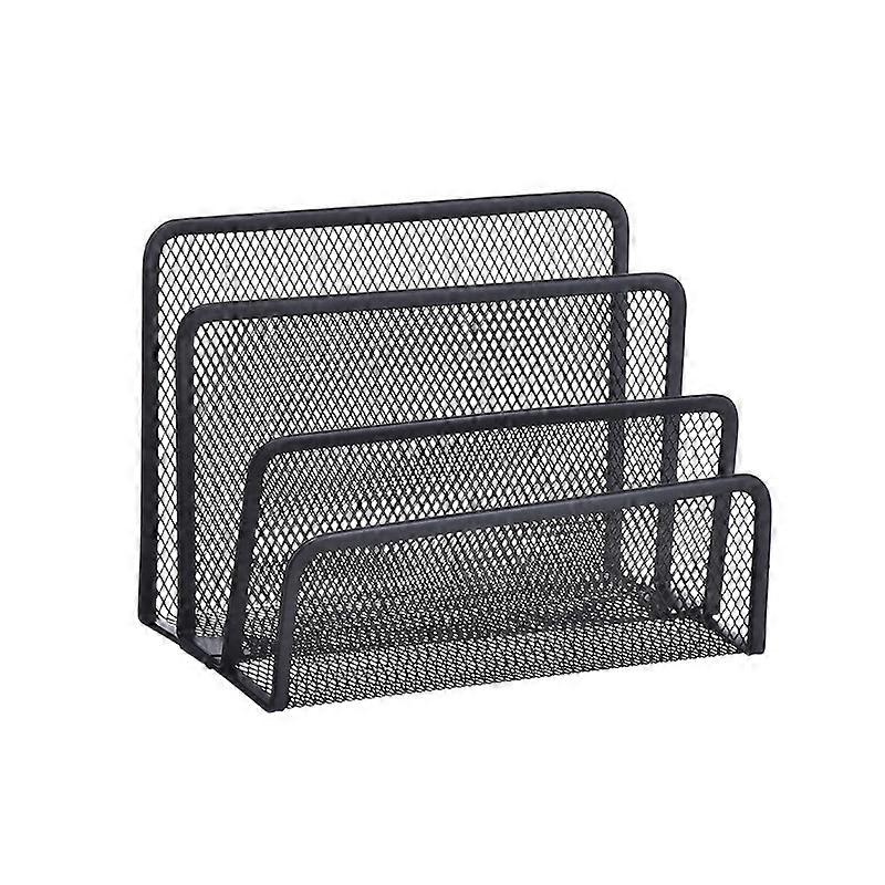 Mail Sorter, Metal Mesh Letter Holder, 3 Vertical Compartments Mail Holder, Office Letter Holder, Black Mesh Mail Bins, for Notepads, Business Cards,
