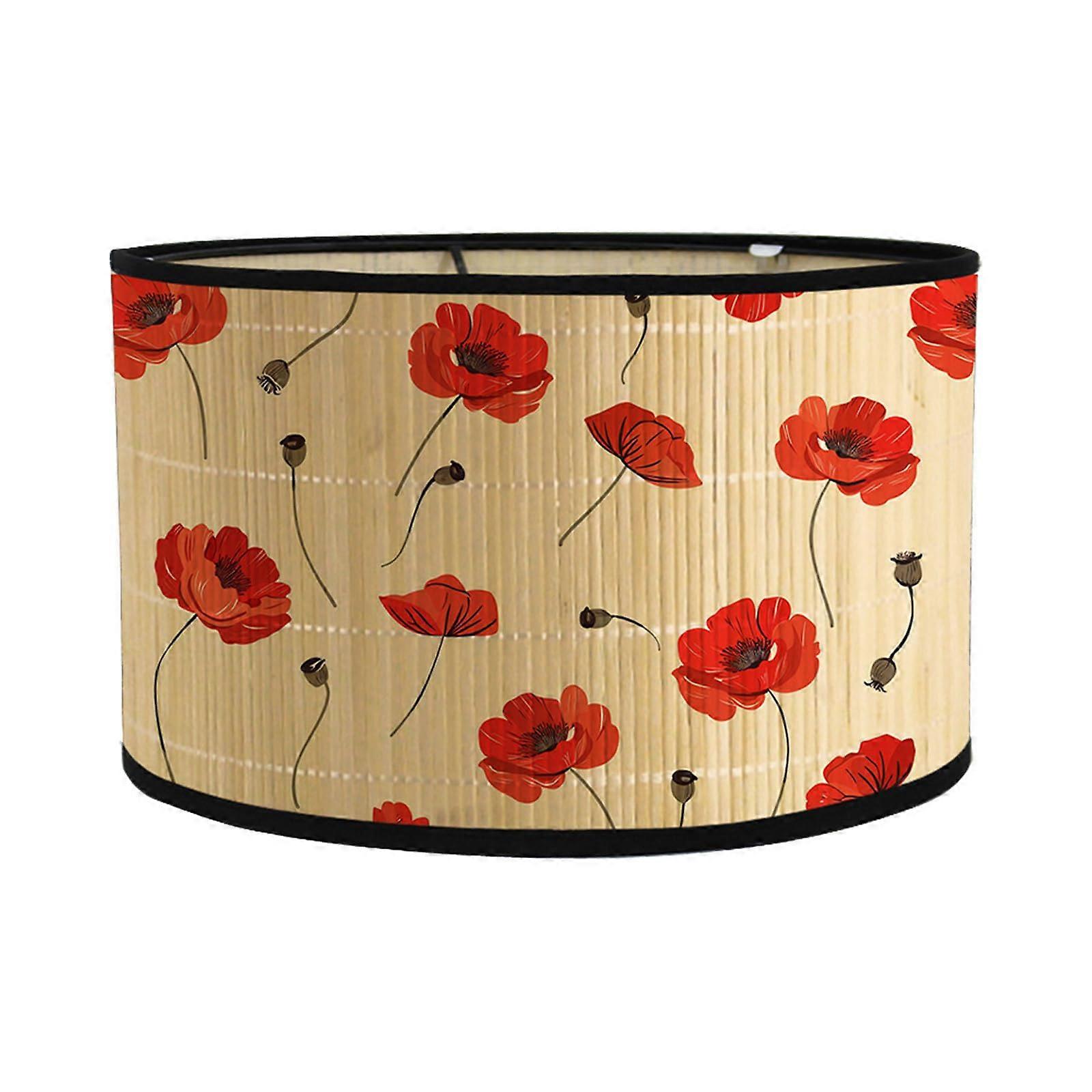 Modern round lampshade drum shape for table and floor lamps flowers pendant (red 30x30x20cm)